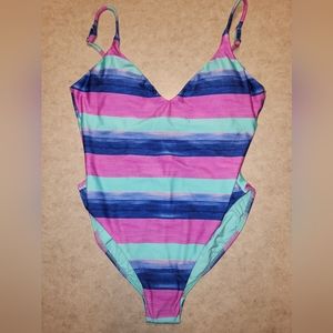 NWOT Vix Paula Hermanny Mani Bella Plunge Striped Swimsuit
